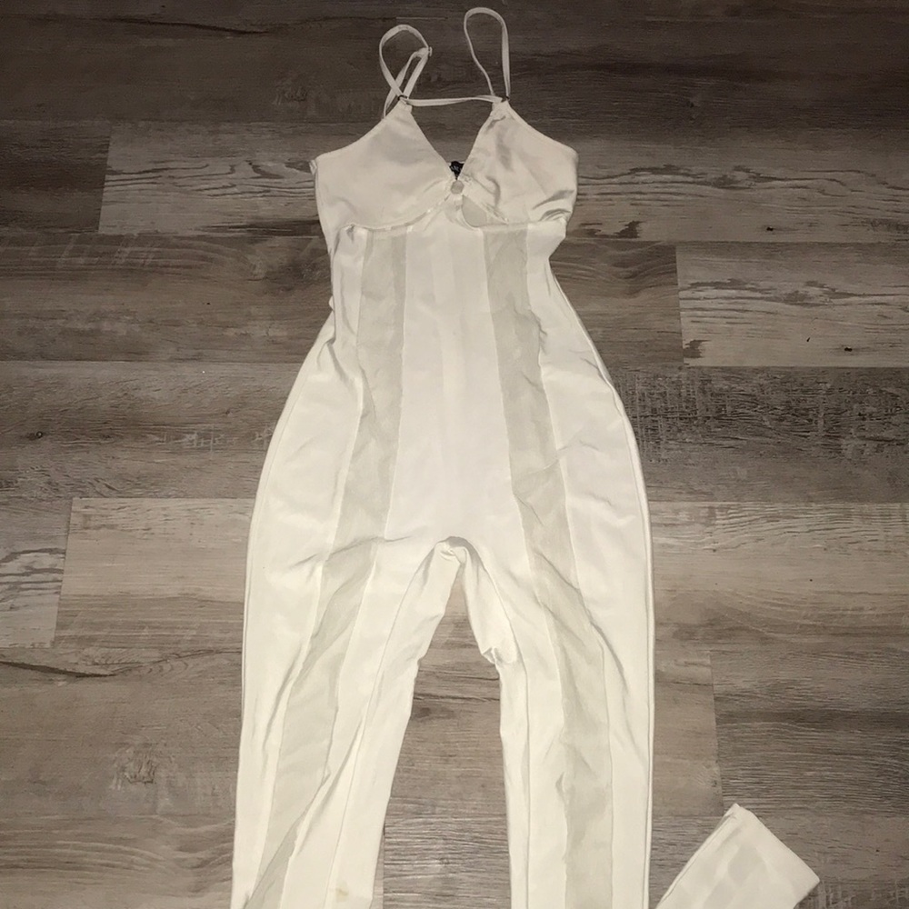 Shane Justin white mesh jumpsuit size small